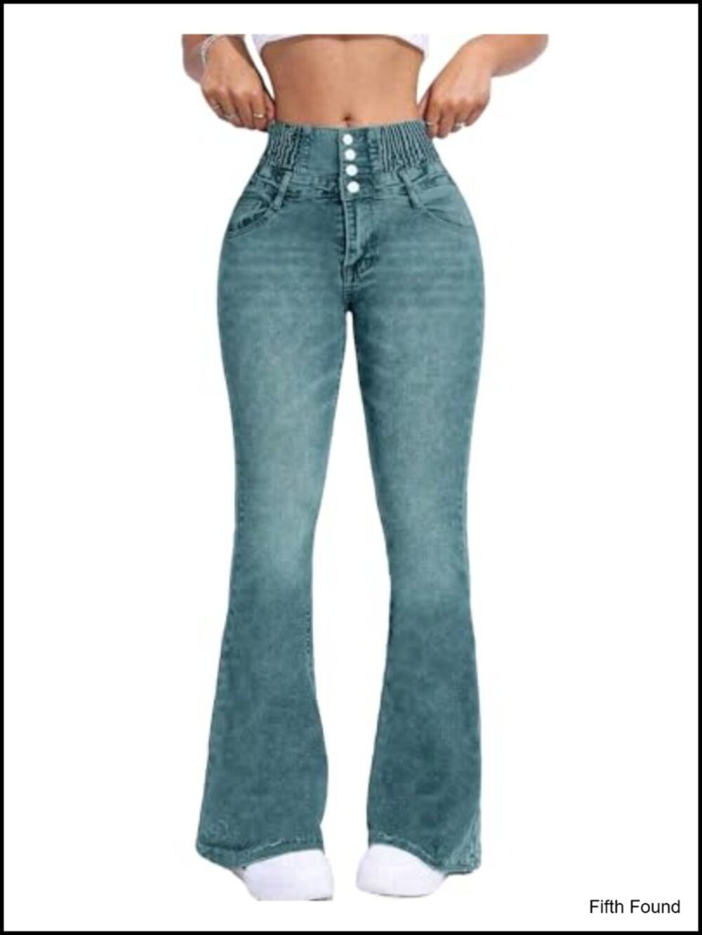 High Waisted Flare Jeans Wide Leg Bell Bottoms Stretchy Denim Pants Button Fly